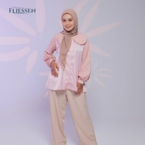 Pink Harmony by Fliessen.gallery - Blouse Satin Brokat Pink